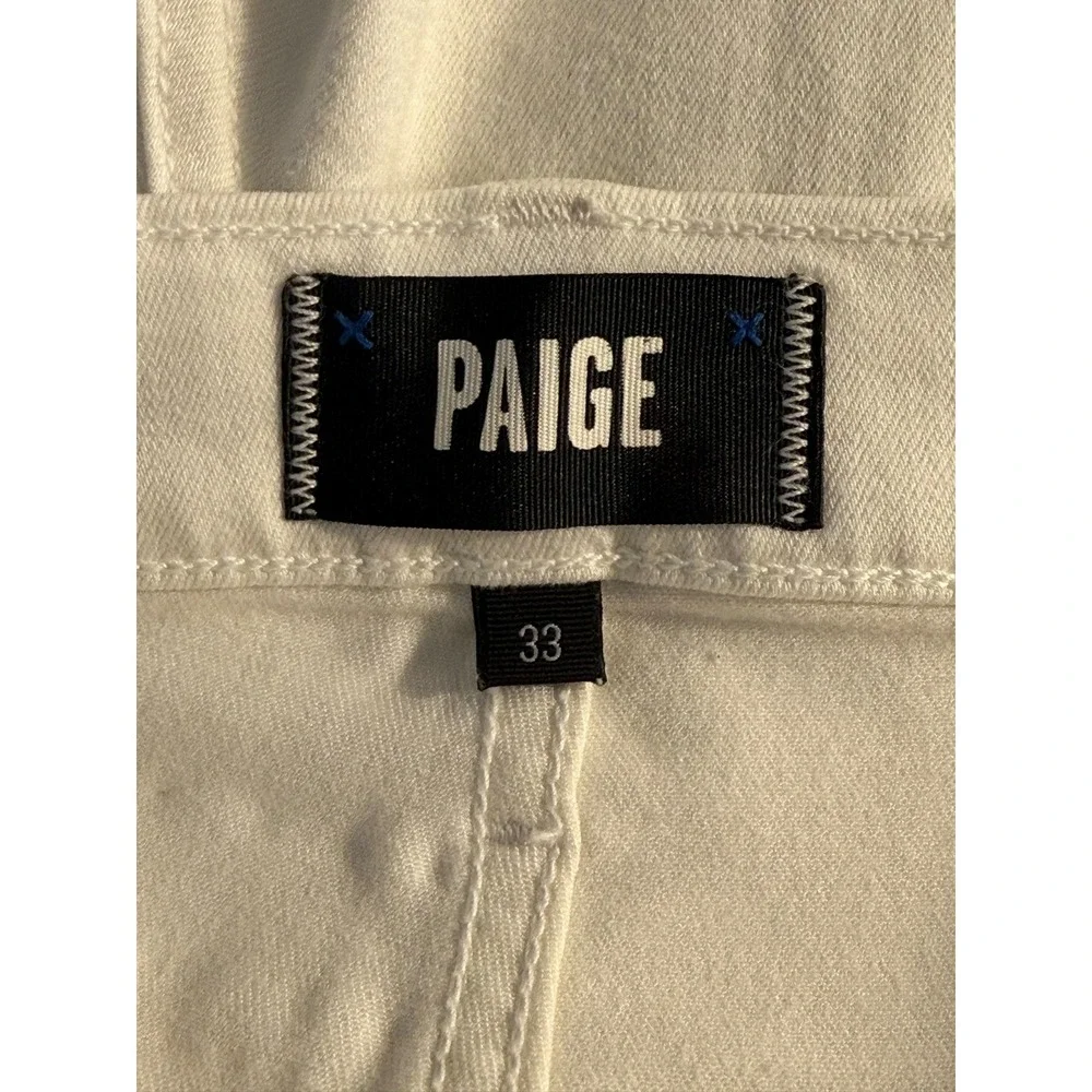 PAIGE Lennox Slim Fit Jeans Mens 33 Icecap White Rayon Blend Stretch